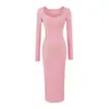 Vestido Kardashian Hot Girl de Pliegues con Escote Corazón de Manga Larga 2026 Nuevo Otoño Temprano Sexy Ajustado Base Falda Bodycon