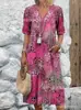 Amazon 2024 - Vestido informal de verano con cuello en V y estampado europeo y americano para mujer, servicio a domicilio, comercio exterior
