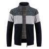 Comércio exterior Outono e Inverno Novo Camisola Masculina Malhas Jaqueta de lã forrada de lã Jaqueta com zíper de correspondência de cor Gola Top Cardigan Homens