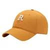 Boné de Beisebol Versátil Letra R de Alta Qualidade Coreano Que Faz o Rosto Parecer Menor, Aba Curva Customizada Protetora do Sol, Boné de Bico de Pato Largo e Profundo da Moda