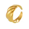 Anillo de Hilo Misterioso Diseño Abierto Simple Europeo y Americano Acero Inoxidable Electrochapado Oro Real 18K Anillo de Dedo