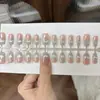 Novas Unhas Vestíveis Manicure Finalizada Tiras Atacado Curta Redonda Estilo Coreano Colorida Bolinhas Rosa Nude Fofo Feminino Coração Bonita