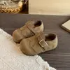 Zapatos Pequeños de Cuero Estilo Coreano para Niñas 2026 Otoño Nuevo Estilo Suela Suave Transpirables Zapatos de Princesa para Niños Cálidos con Más Terciopelo Zapatos para Bebé