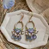 Brincos pendentes em formato de gota cravejados com diamantes em estilo étnico, luxo leve com um toque de alta qualidade, ganchos de ouvido retrô da moda, requintados e versáteis, brincos elegantes