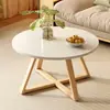Juego de Mesa de Café Sencillo de Madera Maciza Japonesa Mesa Redonda Pequeña para Apartamento Dormitorio Mesa Auxiliar para Sofá de Sala de Estar Mesa de Té para Balcón
