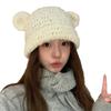 Ins Suave Glutinoso Estilo Japonés Lindo Hecho a Mano Oreja de Oso Sombrero de Lana para Mujer Otoño e Invierno Cálido Protección para las Orejas Enrolladas