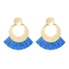Pendientes de hierba Rafi con forma de abanico retro de estilo celebridad de Internet, estilo étnico europeo y americano, con borlas bohemias exageradas para mujer.