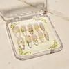 Caja de 10 Piezas de Uñas Postizas Desmontables Estilo Pastoral Mariposa Estéreo 3D, Longitud Mediana Estilo Dulce para Mujeres, Puntas de Uñas al por Mayor en Stock