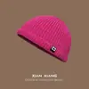 Gorro de Lana Tejida con Gorra de Piel de Melón, Gorro de Propietario Moderno y Único, Estilo Callejero para Hombres y Mujeres, Gorro Cálido de Estilo Japonés para Otoño e Invierno