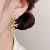 Moda Japonesa Coreana Luxo Leve Laço de Pérola Zircônia Coração Gancho de Orelha Individual Versátil Toque de Alto Padrão Emagrecimento Brilhante Super Pendentes de Orelha