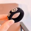 Explosiones de otoño e invierno coreanas anillo para toalla de rayas blancas y negras con cara sonriente anillo para el pelo de niños al por mayor pelo grueso pelo suave accesorios para el pelo