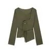 Atacado de fabricante de roupas femininas transfronteiriço 2026 estilo europeu e americano retrô soltinho modelador com cadarço camisas casuais tops