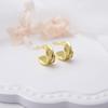 Aretes de flor de cobre con forma de C de 4 semicírculos brillantes para mujer, joyería, estilo frío, color de lujo ligero, aretes al por mayor