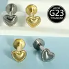 Joias para Piercing de Liga de Titânio Mais Vendidas Transfronteiriças, Stud Labial de Coração de Alta Qualidade com Rosca Interna e Base Plana, Stud para Hélice Auricular F136
