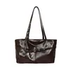 Bolso Grande de Cuero Aceitado y Encerado Retro para Mujer 2026 Nuevo Otoño Casual Color Sólido Bolso de Axila Fruncido para Viaje Diario Bolso de Hombro Único