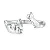 Anillo Abierto de Gato Incrustado con Circonitas de Diseño Único, Joyería Animal con Temática Ajustable para Mujeres, Venta al por Mayor