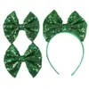 Acessórios de Cabelo Infantis Transfronteiriços, Faixa de Cabelo com Laço de Lantejoulas Brilhante, Tiara Fofa Verde para o Dia de São Patrício, Presilha de Cabelo