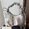 Bolsa Saco Plissada Estilo Coreano Bolsa Dumpling para Mulheres Nicho Estilo Retrô Verão 2025 Nova Bolsa de Ombro Único Transversal de Alta Qualidade