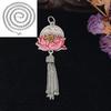 Collar de plata esterlina S925 para mujer, colgante de borla de loto rosa de estilo étnico con flor de esmalte en flor, estilo retro, collar de moda nacional