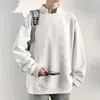 Sudadera de punto texturizado de cuello medio para hombre, moda primavera y otoño 2025, top interior neutro, jersey para hombre, camisa base