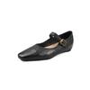 Sapatos Mary Jane Vintage Estilo Francês de Pele de Ovelha de Primeira Camada com Aumento Oculto de Altura, Bico Quadrado Pequeno, Couro Genuíno, Tira Única, Sapatos Femininos para Outono 2025