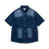 Beijie marca de moda americana masculina 2025 verão nova camisa jeans vintage lavada manga curta camisa de trabalho masculina