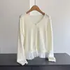 2026 Patchwork de Lana Falso Dos Piezas Manga Larga Tejido Suéter Abrigo Cárdigan Mujer Venta al por Mayor H08AS61552