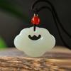 Pingente de cadeado de paz de jade afegão natural, pingente de cadeado de ruyi de águas ensolaradas rasas para homens e mulheres, colar de cadeado de jade xiangyun