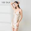 Bata de Seda Pesada para Primavera y Otoño, Ropa de Casa Plisada de Alta Gama para Mujer, Camisola Sexy de Seda de Morera 100%
