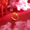 Transmissão ao Vivo de Anéis de Flor Rosa Banhados a Ouro de Alta Qualidade, Mesmo Estilo das Lojas de Ouro, Anéis Ajustáveis Pixiu Banhados a Ouro da Moda, Atacado em Estoque