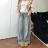 Jeans Wide Leg com Strass Indústria Pesada Céu Cheio de Estrelas Feminino Primavera 2026 Novo Calça Reta Solta Suporta Dropshipping