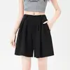 Shorts de traje de lino Tencel para mujer, nuevo estilo de verano 2026, pantalones casuales holgados versátiles para personas menudas