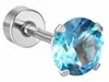 Pendientes de Acero Inoxidable Transfronterizos Redondos de Cuatro Garras con Cristales Cuadrados de Zirconia, Joyería para Piercing de Oreja de Disco Redondo de Acero Inoxidable 304