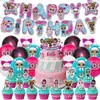 Muñeca Sorpresa L Decoración para Fiesta de Cumpleaños Suministros Banderín Bandera Bandera para Pastel Set de Globos