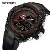 Relógio Sanda Fashion com Duplo Display para Homens com Calendário, Despertador, Esportivo Multifuncional, Eletrônico Trendy para Jovens, Venda Direta da Fábrica