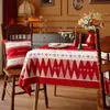 Mantel Navideño Impermeable a Prueba de Aceite Lavable Resistente al Calor Tapete de Mesa Rojo Festivo Atmósfera de Foto Navideña Cubierta para Mesa de Café