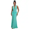 C7789 Cruz 2026 Novo Vestido de Noite Feminino Halter Decote Profundo com Babados Estilo Sereia Slim-fitting Vestido de Festa