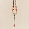 Corrente de Suéter de Cerâmica, Colar de Suéter Estilo Étnico Vintage, Acessórios de Roupa Estilo Boêmio, Atacado de Joias Artesanais