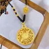 Colar com Pingente Bússola Oito Tesouros Vazado para Mulheres, Pingente Redondo com Design Dourado Antigo Corrente para Suéter para Homens e Mulheres, Presente para Namorada