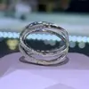 Anillo de Diseño Cruzado Cao Shi Línea de Viaje Francesa para Mujer Joyería de Circonita Brillante Estilo de Moda para Combinar Diariamente