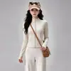 Traje Deportivo de Primavera y Otoño Adelgazante Cardigan de Manga Larga Superior Pantalones de Pierna Ancha con Caída Conjunto de Dos Piezas para Correr, Viajar, Yoga