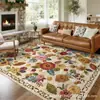 Alfombra de Terciopelo Cristalino Estilo Americano Transfronterizo Floral Fresco para Sala de Estar Sofá Mesa de Centro Manta Alfombra de Noche para Dormitorio Alfombra Antideslizante para Cocina