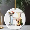 Adornos navideños 26 letras del alfabeto pequeño ciervo colgante acrílico 2D árbol de Navidad decoración del hogar navideña