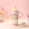 Taza Térmica Linda de Gorro Rojo Pequeño con Diseño de Dibujos Animados, Taza con Asa de Acero Inoxidable, Taza Portátil para Viajes al Aire Libre y Coche al por Mayor