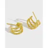 Brincos YH370 de Prata Esterlina S925 Coreanos INS Simples Multi-camada Linha Círculo Brincos Femininos Brincos de Prata para Estudantes