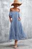 Colección Nueva Primavera/Verano 2026 Wish Sitio Independiente Ebay Bestseller Clásico Vestido a Cuadros Off-Shoulder con Dobladillo Amplio para Mujer