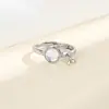 Anillo Cola de Pez Gatito Súper Lindo Amanecer de Primavera Regalo Qixi para Mejor Amiga Anillo de Gato con Piedra Lunar de Colores