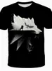 Comércio exterior transfronteiriço 2025 novidade quente cabeça de lobo impressão digital 3D moda casual solto manga curta top quente