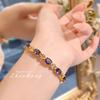 Elegante Pulseira de Amethysto Natural Sintético Moda Feminina Alto Padrão Floco de Neve Full Diamond Pulseira Colorida Turmalina Cor Tesouro Fecho