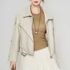 Chaqueta auténtica de cuero genuino Haining para mujer, colección primavera/otoño 2026, estilo corto, inspirada en motociclista, corte holgado, chaqueta de piel de cordero, moderna
